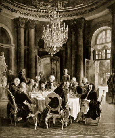 Frederick the Great entertaining Voltaire at Sanssouci, Germany by Adolph Menzel
